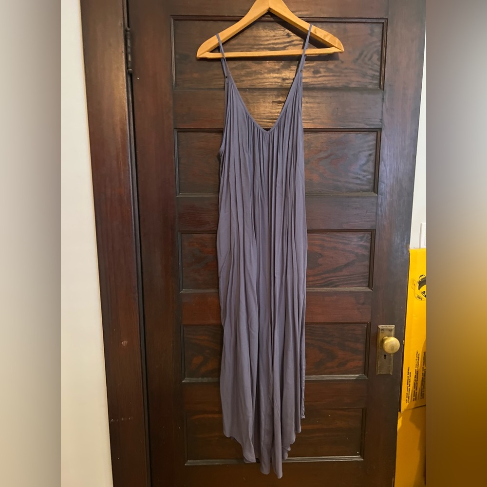 Steal blue/purple romper with adjustable spaghetti straps